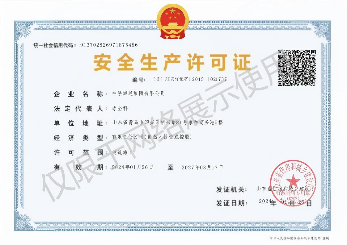 电子证--安许（鲁）JZ安许证字（2015）